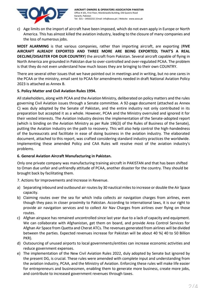 AOOA_Pakistan's tweet image. Report on Failure of #aviation Industry in #Pakistan dated 22 Dec 2023.
#PCAA
#JIAP #Pkaviation #aooa
@PKAviationUrdu @PKAviation @AviMinistryPK @official_pcaa @PakPMO @OfficeSenate @SenatePakistan @SenatePress