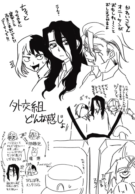 外交組(司、ゲン、スタン、ゼノ、ホワ)見てぇ〜〜〜〜
みんな描いてよぜって〜流行ると思って楽しみにしてるからな 