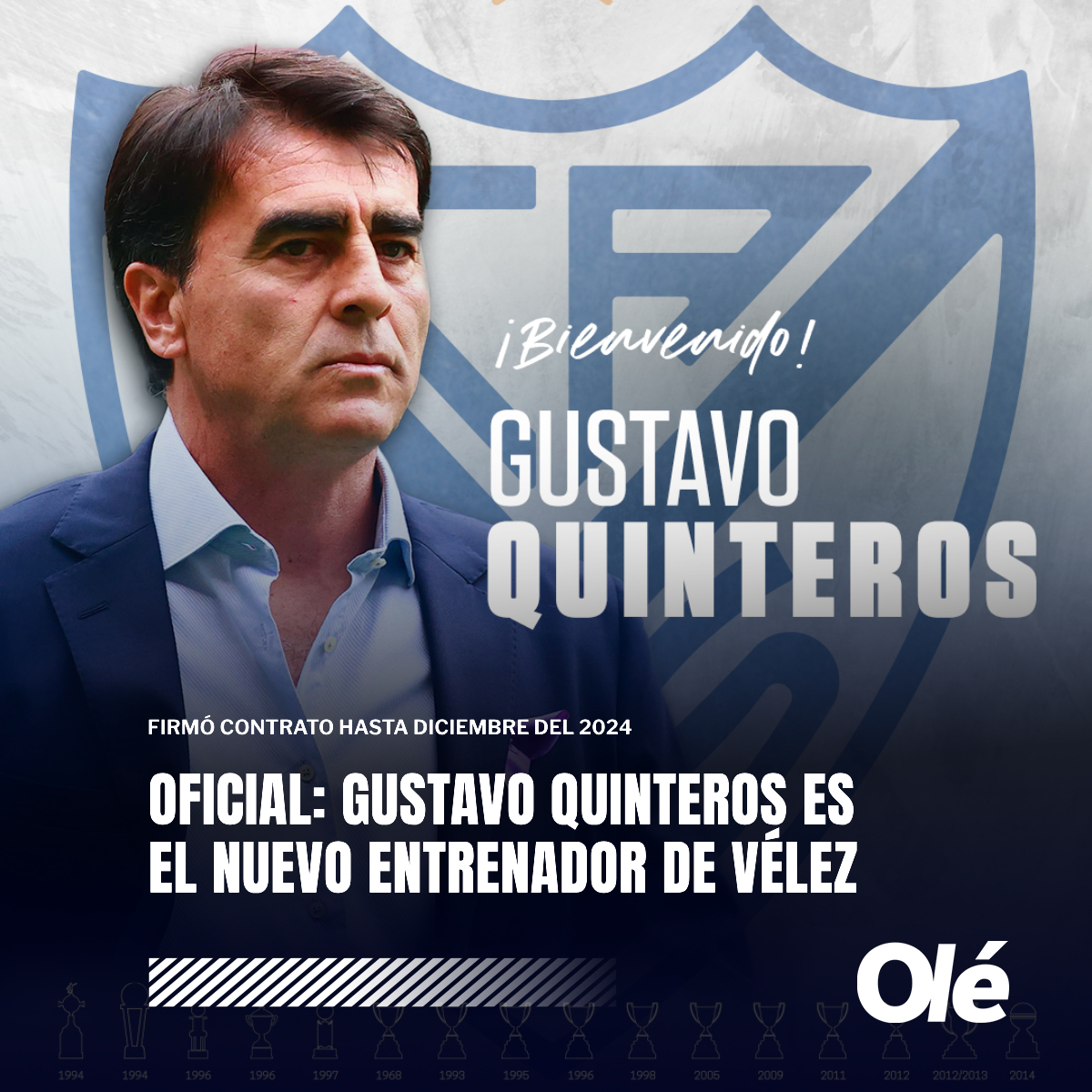 DiarioOle's tweet photo. 🔵⚪️ VÉLEZ PRESENTÓ A SU NUEVO DT: GUSTAVO QUINTEROS 

Viene de dirigir a Colo Colo 🇨🇱, donde ganó cuatro títulos. También tuvo paso breves como seleccionador de 🇧🇴 y 🇪🇨 https://t.co/yCHPYe5JzX