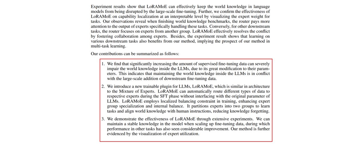 abacaj's tweet photo. Haven't seen this paper discussed yet... it has been said before that fine tuning disrupts world knowledge in LLMs (catastrophic forgetting)

This paper shows a way to fine tune llama-2 with millions of instruction data w/o disrupting that, effectively injecting new knowledge https://t.co/SSohuAFaZQ