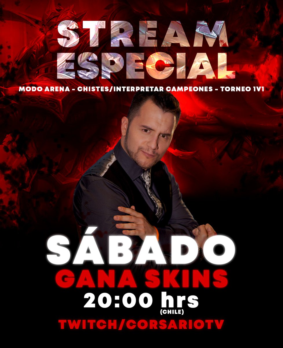 STREAM ON:
Vamos a celebrar los 100 subs que conseguimos hace poco mas de 1 semana con dinamicas donde estare regalando skins !, Nos vemos!

twitch.tv/corsariotv