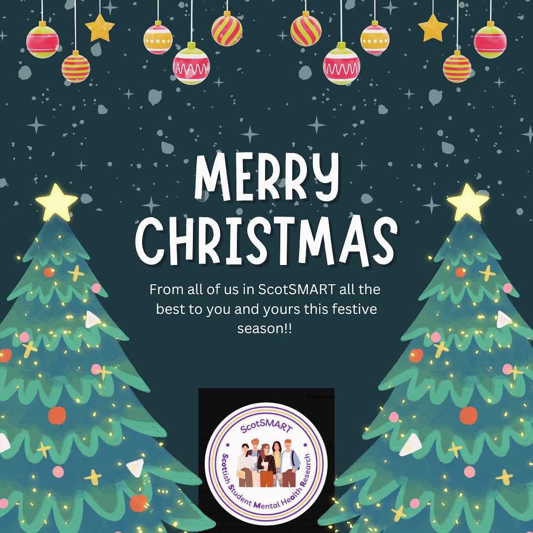 ScotSMART_22's tweet photo. From all of us in #ScotSMART, all the best to you and yours this #festive season! Here’s to a wonderful #2024!
Looking forward to communicating our exciting #mentalhealth projects once we reconvene in #january. https://t.co/dOh7PYwBuY