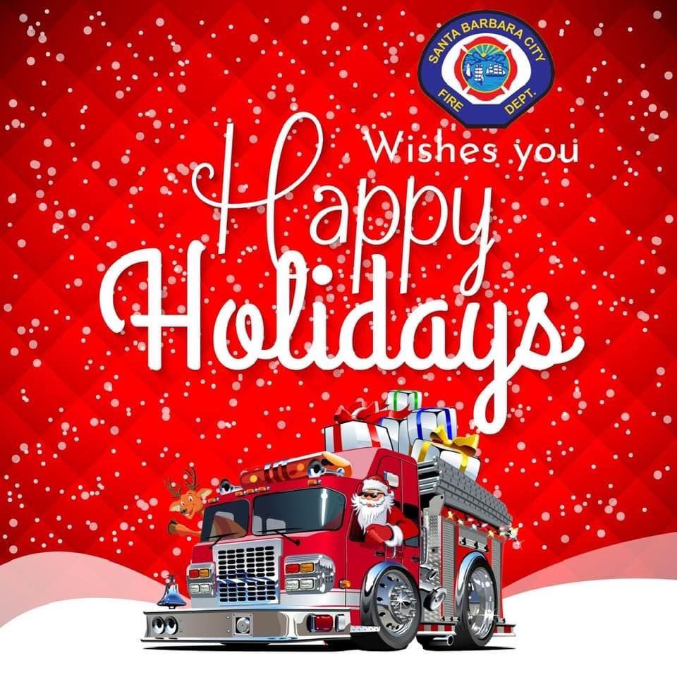 SBCityFirePIO's tweet photo. Wishing you a wonderful Holiday Season from all of us at the City of Santa Barbara Fire Department 
#happyholidays #firedepartment #sbfd https://t.co/J4XD8bM8n3