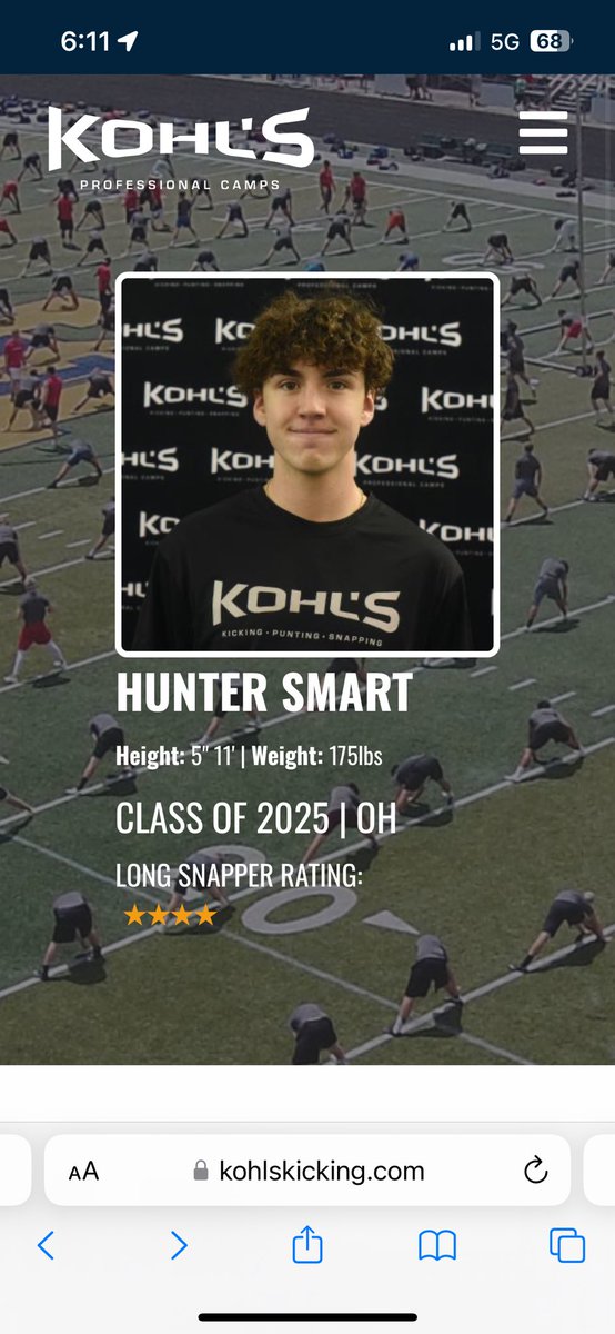 Blessed to be ranked a 4⭐️ long snapper by Kohl’s <a href="/coach_polder/">Coach Polder</a> <a href="/CoachTJ_Parker/">T.J. Parker</a> <a href="/KohlsKicking/">Kohl's Kicking Camps</a> <a href="/KohlsSnapping/">Kohl's Snapping Camps</a>