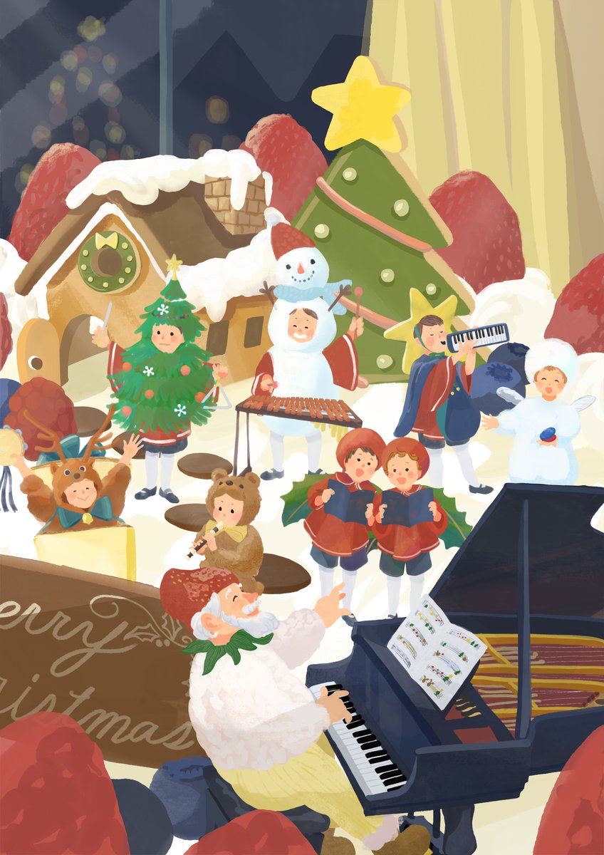 「Merry Christmas良い休日を 」|三上 鮎子 | イラストレーター Ayuko Mikamiのイラスト