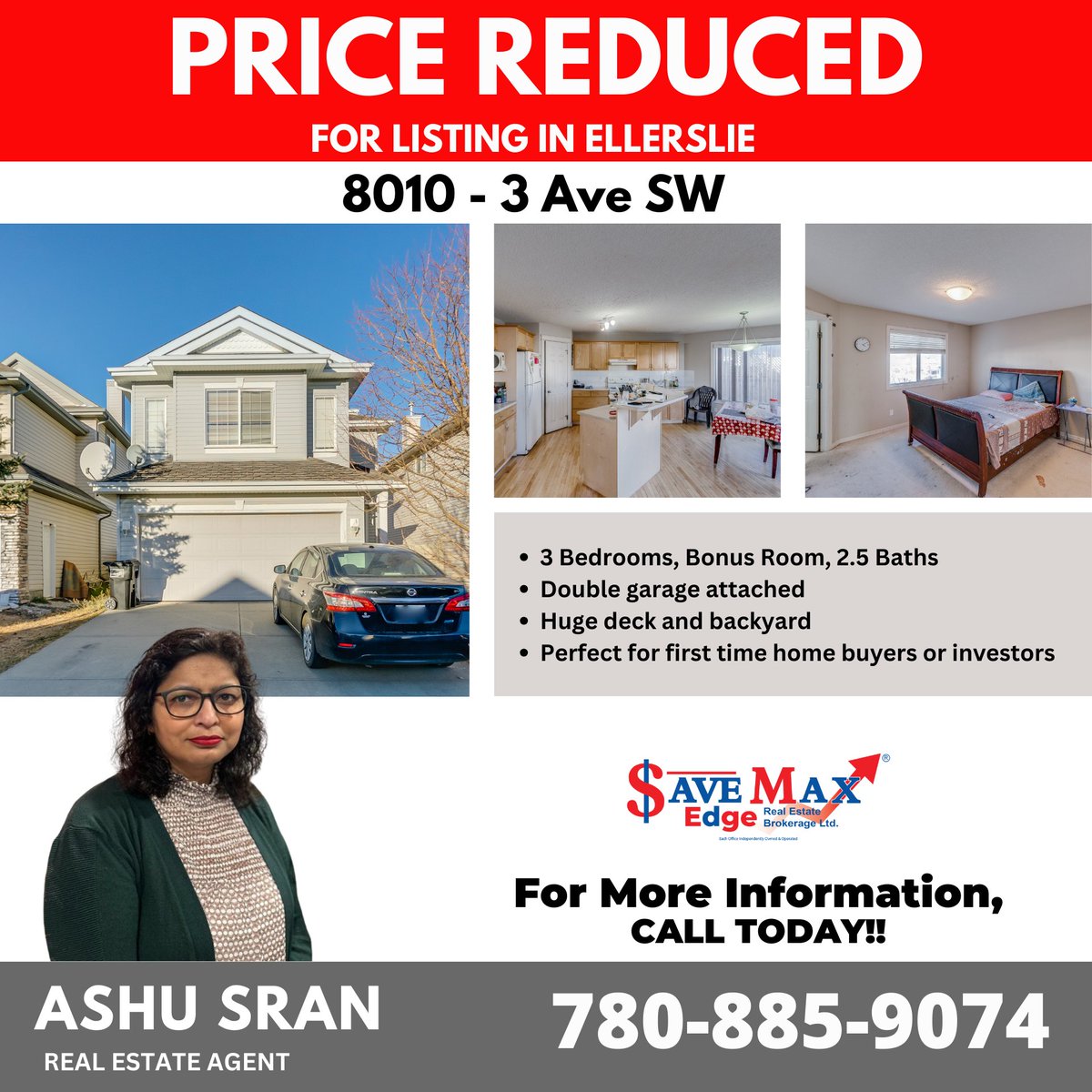 dchopra318's tweet image. Price Reduced for this 1840 sq ft Single Family House in Ellerslie!!

✔ 3 Bedrooms, Bonus Room, 2.5 Baths

For More Details, Call Today !!!
Ashu Sran - 780-885-9074

#savemaxedge #PriceReduced #ellerslie