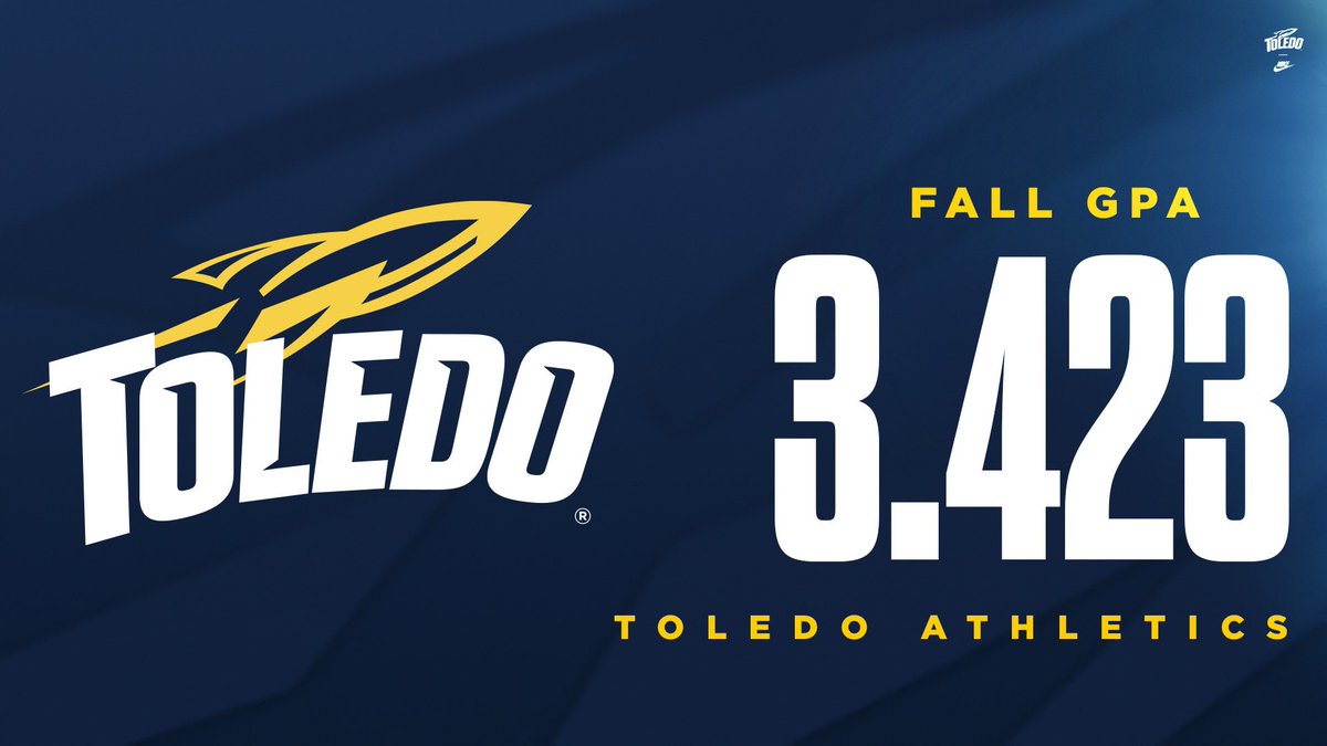 Fall 2023 grades are in! 🚀 Rocket student-athletes have posted the highest fall GPA in history. 🚀 2nd highest GPA of all time behind last Spring’s 3.472. 🚀 All 16 Teams finished the semester with a 3.1 GPA or higher !! #TeamToledo