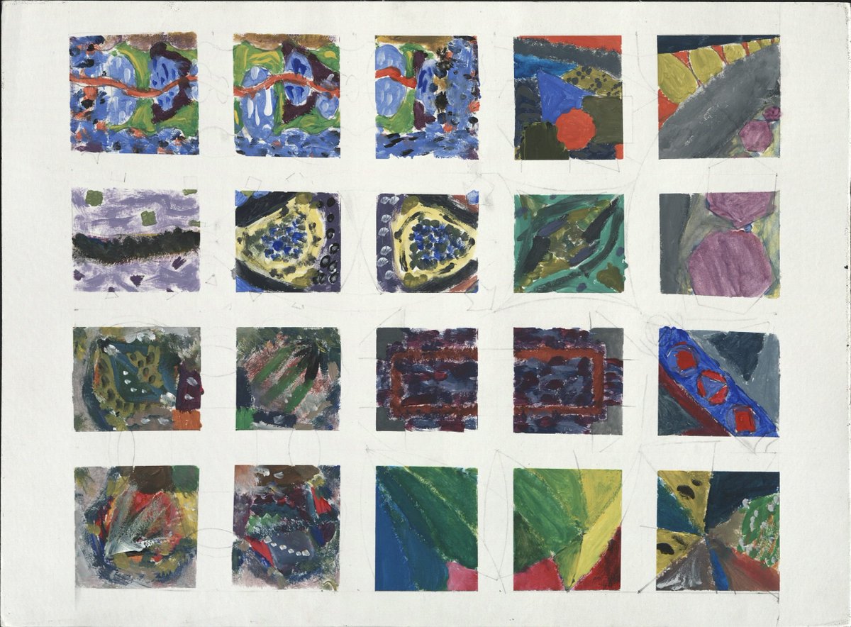 foxstoryDA's tweet image. #Abstract Grid Twenty evokes shapes and connections that link adjacent squares to each other, much like how adjacent city blocks can have similar activities and people in them. #WindowsMediaPlayer vibes, a red rectangle rug on purple carpet, and a #rainbow umbrella #art #painting