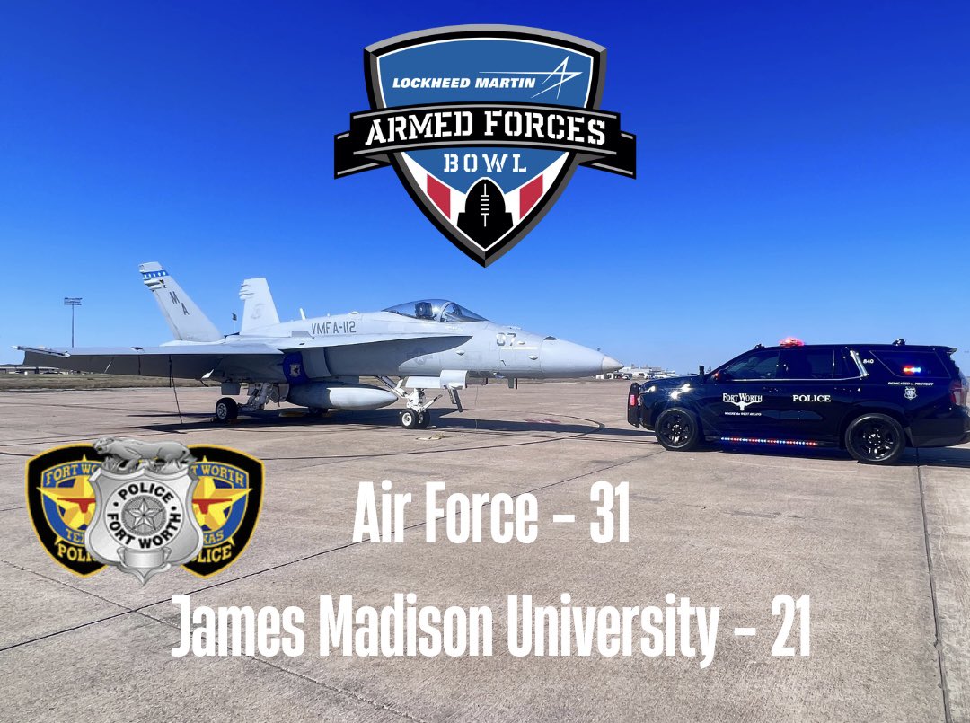 BIG THANKS to all the Fort Worth Officers that kept everyone safe today during the @ArmedForcesBowl at Amon G Carter stadium in Fort Worth! 

@AF_Football
@JMUFootball 

#BowlForTheBrave #LMAFB