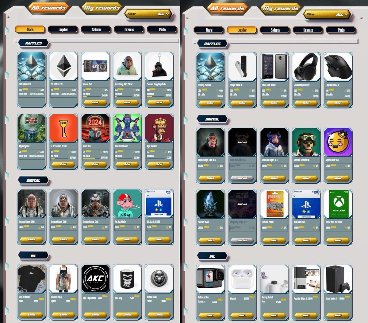 <a href="/AlphaKongsClub/">Alpha Kongs Club</a> Stake your Alphas &amp; Omegas->Earn $Omega Coin -> Have Fun in our Reward Page -> One the way to Saturn ATM