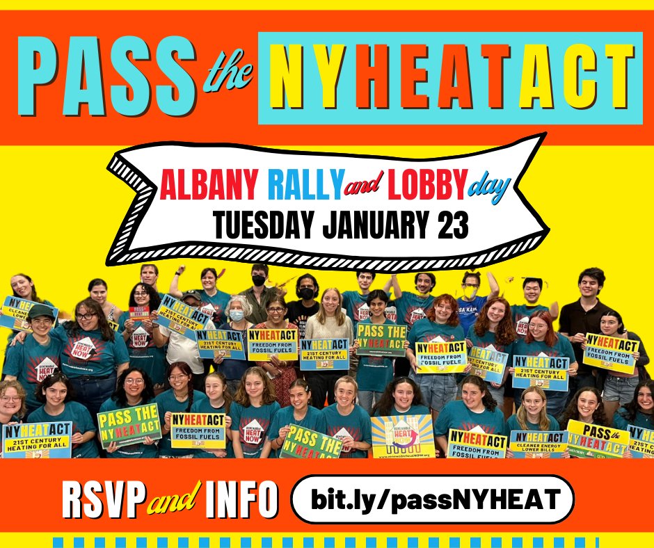 RYCL15's tweet photo. Join us in Albany, NY, Tuesday, 1/23/23 in support of the NY HEAT Act - do it for the climate, do it for the future! Sign up here! https://t.co/cfjOxCJ8cp #ClimateEmergency #ClimateActionNow https://t.co/t3wZu0uUCU