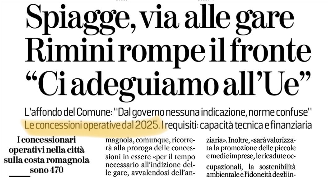 🔴⛱️ RIMINI: AL VIA LE GARE PER LE SPIAGGE

Il sindaco di Rimini, Sadegholvaad (PD), ha deciso, in assenza di criteri nazionali e in prossimità delle scadenze delle concessioni, di metterle a gara.

La giunta ha approvato l'atto di indirizzo per il via alle procedure.