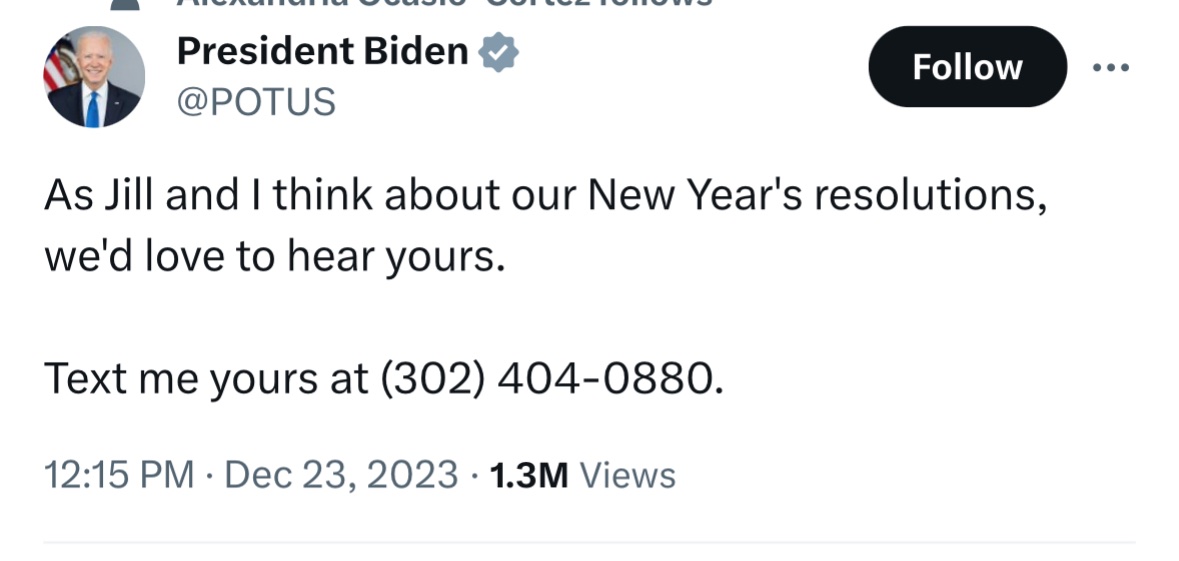 We should all text Joe our New Year’s resolution 🍉🫒🍉🕊️ #votehimout #olivegrove #EndTheOccupationNow