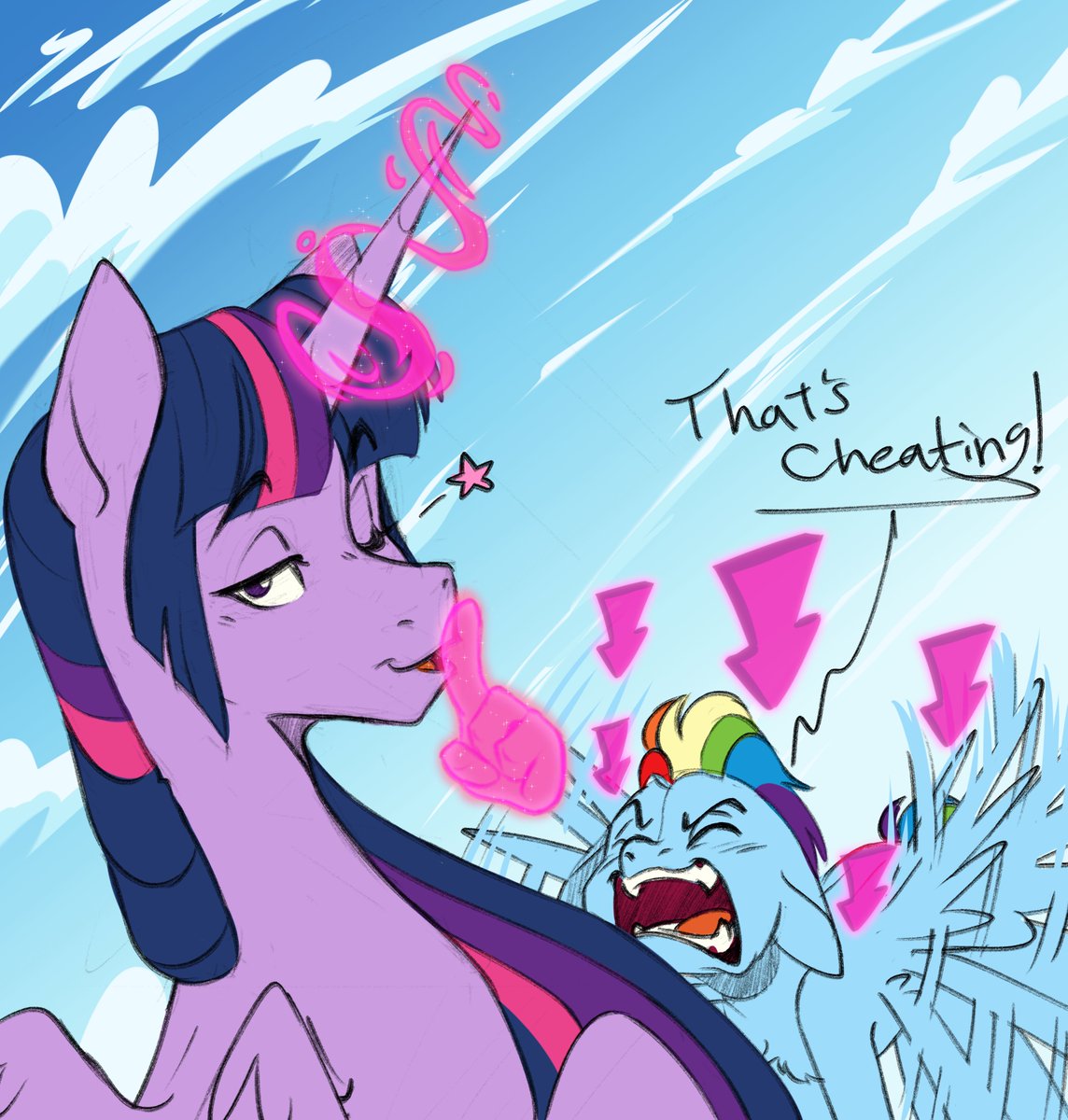 Not if Twi weighs her down with magic, dash will never catch up xD