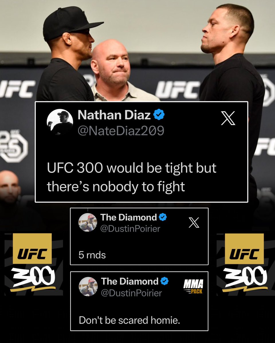 MMAUNCENSORED1's tweet image. Nate Diaz and Dustin Poirier are both looking for a fight at #UFC300 in April.