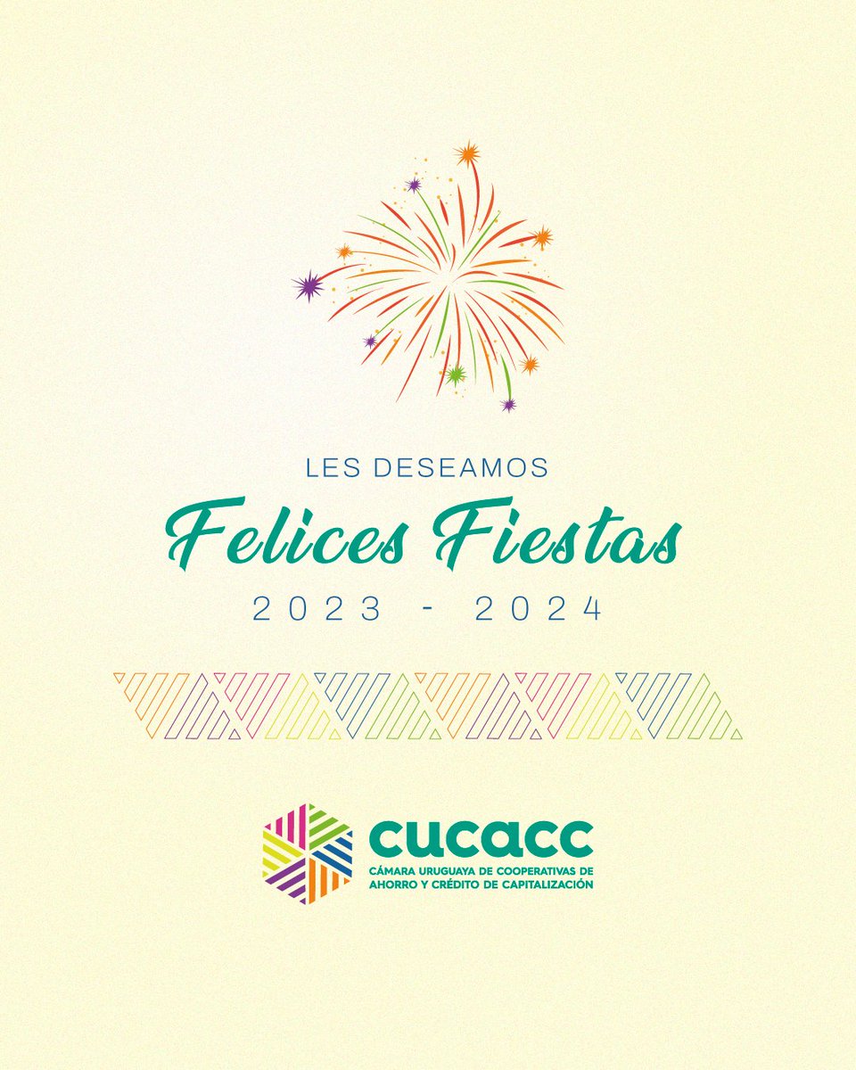CUCACCuruguay's tweet photo. 🎆 Desde Cucacc les saludamos y deseamos unas muy Felices Fiestas!

Que sea un día de unión y reflexión, para que el 2024 se continúe fortaleciendo a las cooperativas y generar vínculos intercooperativos.

¡Felicidades y abrazo cooperativo!

#Cucacc #ahorroycredito
#cooperativas https://t.co/LBWcjnesuT