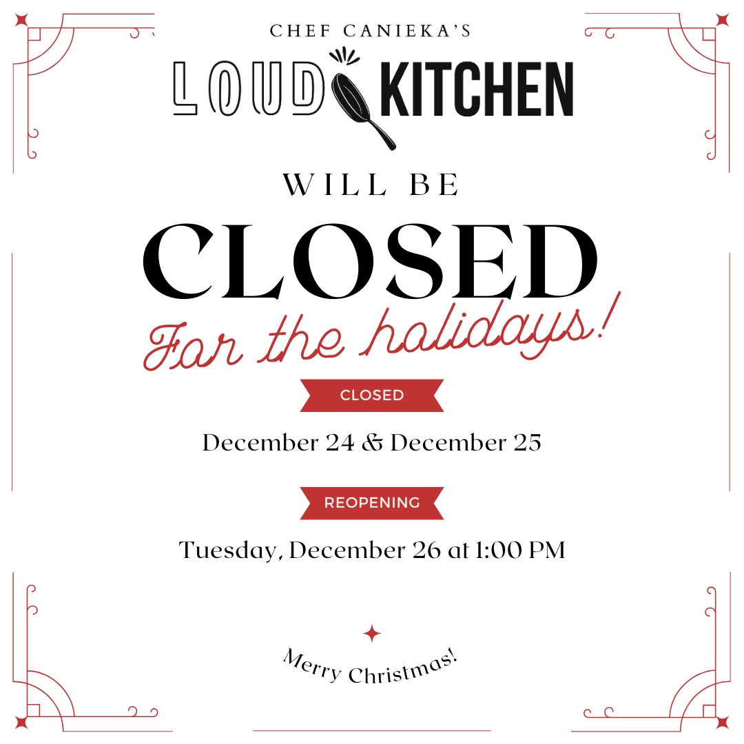 #TheLoudKitchen at #TheRitzMV will be closed for #ChristmasEve & #ChristmasDay🎄🎁 We will re-open on Tuesday, Dec. 26 (#Kwanzaa) at 1PM. Mark your calendars for our New Year’s Eve Brunch🎉🥂
#Holiday #HolidayHours #HolidaySeason #SeasonsGreetings #OakBluffs #MarthasVineyard #MVY