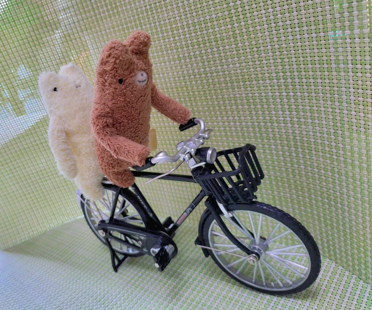 🐻冒険に出る顔つきをしているけど、2フモ乗りはダメですよ🚲

#フモフモさん