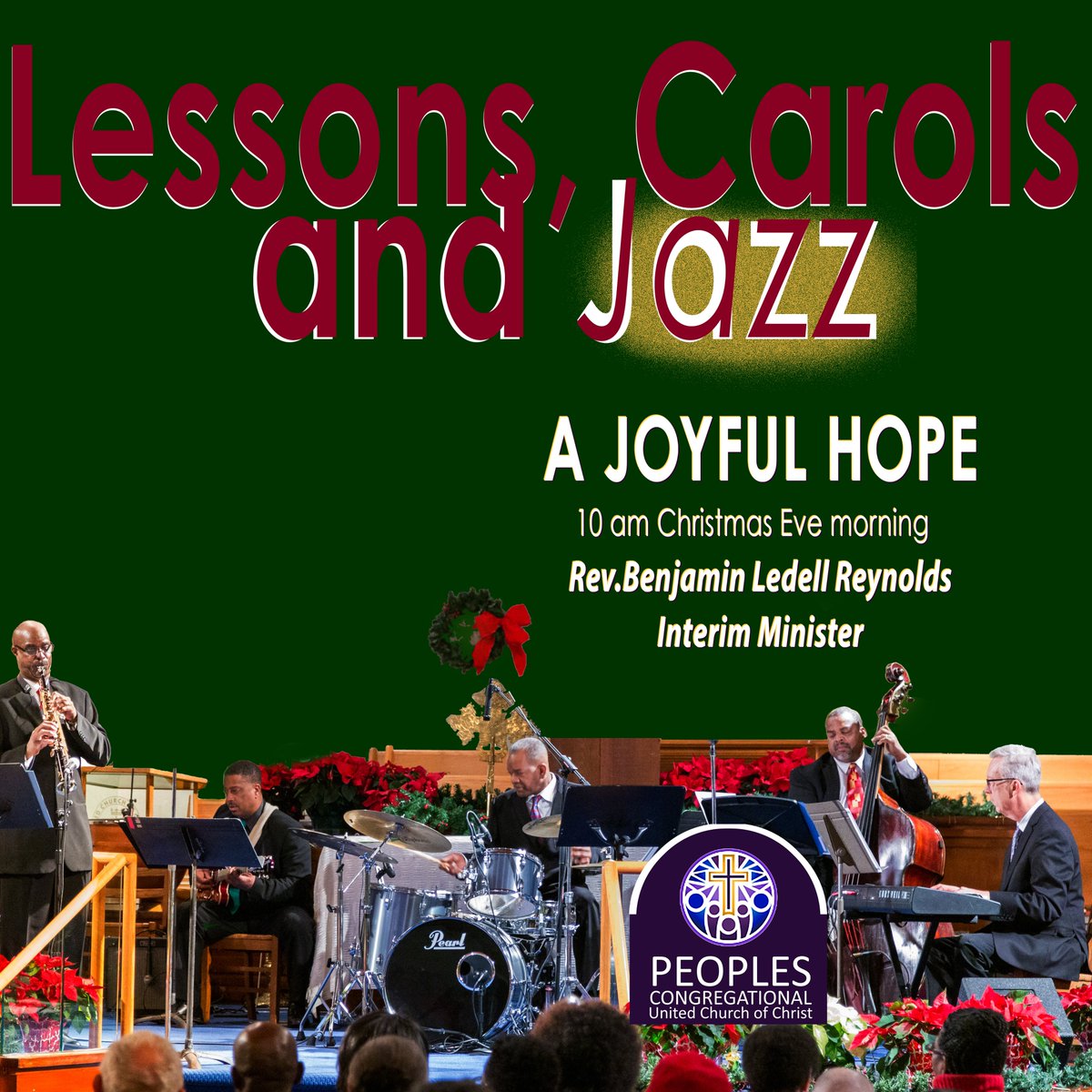 Please feel welcome to worship with us at 10 am on the morning of Christmas Eve.  Our interim minister,
Reverend Benjamin L. Reynolds, will preach, “A Joyful Hope” from the scripture references of Isaiah 9:2-7
and Luke 2:1-14; 15-2.