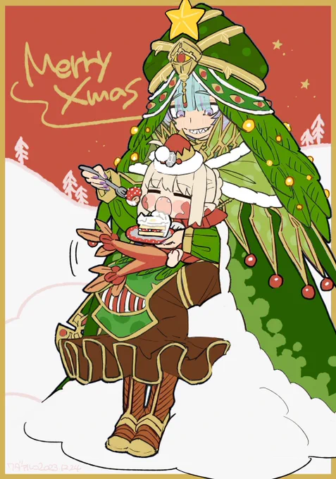 メリクリ! こないだロクスタアップしたときなんかツリーみたいで可愛いなおもたからクリスマスツリスタにした  キノコなんだよなあ…