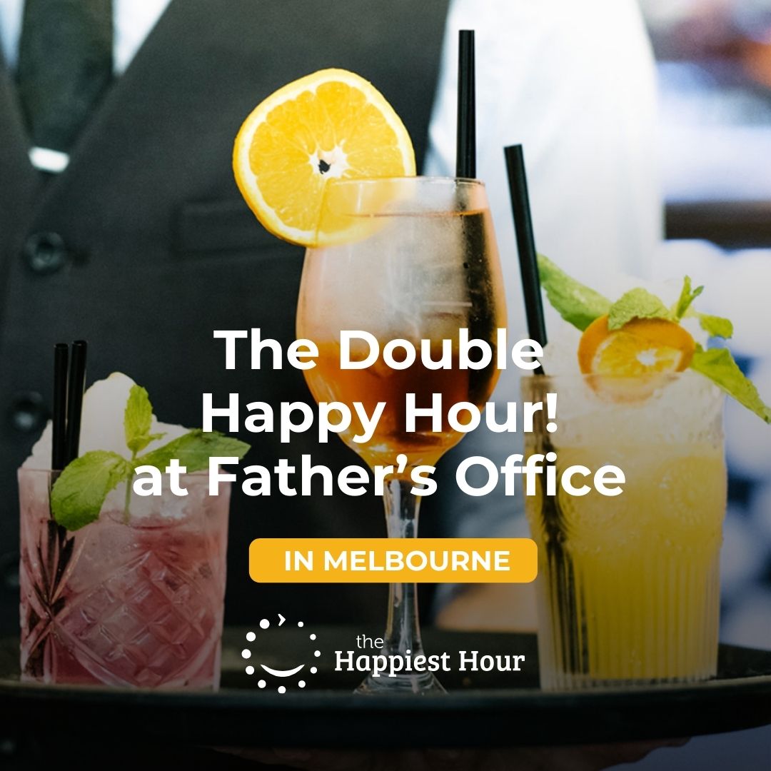 😁😁The Double Happiest Hour! $8 Pints, $12 Cocktails, $10 Premium Spirits, $8 Wines ($30 Bottles). $1.5 Wings, $5 Sliders, $3 Arancini Balls, $3 Vegetarian Spring Rolls at Father’s Office everyday, 5-7pm and 8-10pm😁😁

Check it out right here 🙂
thehappiesthour.com/venues/melbour…