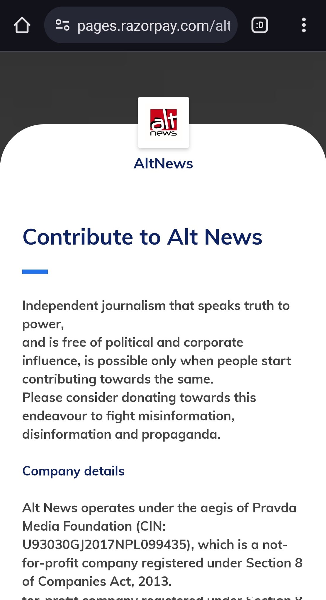 Mohammed Zubair on X: Join the fight against misinformation! Support Alt  News' year-end donation drive. With 6+ years of debunking false narratives,  we're dedicated to truth in an era of rising misinformation