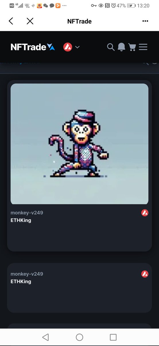 A monkey named  ETHKING.so  cool.
Buying one as an avatar is a status symbol. app.nftrade.com/assets/avalanc…
