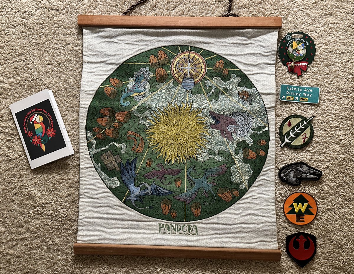 thewillhen's tweet photo. My #DisTwitterSecretSanta is incredible. @TheMouseAndMore was thoughtful and intentional with his gifts. Looking forward to putting my new patches on my jacket and hanging this piece in the new house! https://t.co/uKbVAvxTIK