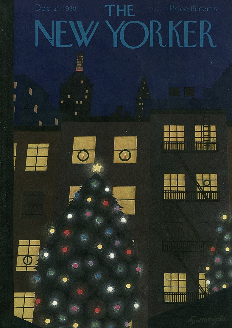 #OTD in 1938
Cover of The New Yorker, December 24, 1938
Adolph K. Kronengold
#TheNewYorker #AdolphKronengold #ChristmasTrees #Christmas #Natale #Holidays #skyscrapers #skyline #EmpireStateBuilding #ChryslerBuilding #ChristmasLights