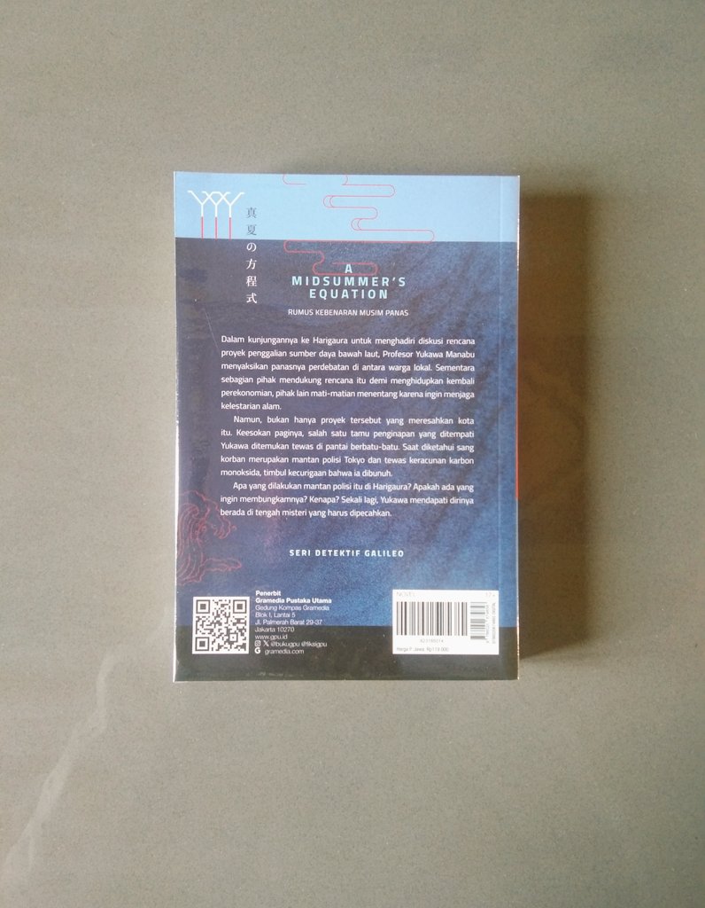 Nomu_cimcim's tweet photo. •°🌞 Utas Baca 🌞°•
_____________________

📚 Judul: A Midsummer's Equation
🖋 Penulis: Keigo Higashino
🖊️ Penerjemah: Faira Ammadea
🏠 Penerbit: Gramedia Pustaka Utama
📖 Total: 440 halaman

Host by @yourboobuddy
#DecemberReadathon https://t.co/f57oulLThU