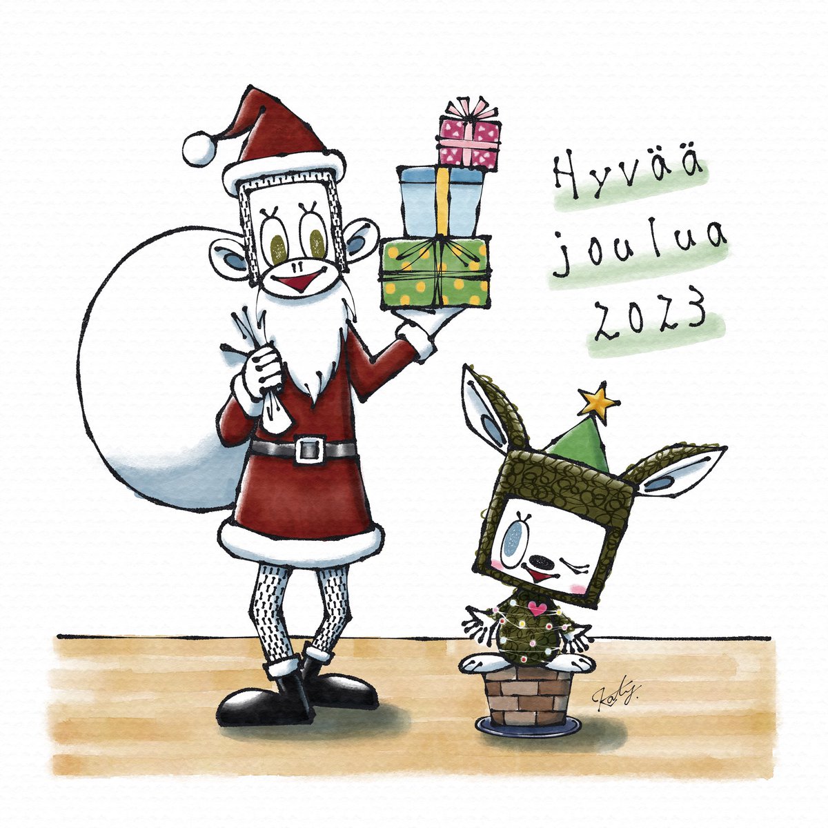 nitron_kt's tweet photo. Hyvää joulua 2023
良い子のみんなに、サンタさんが来ますように！

#hyvääjoulua #happyholiday #picturebookwriter #katy https://t.co/4srwfOEdRA