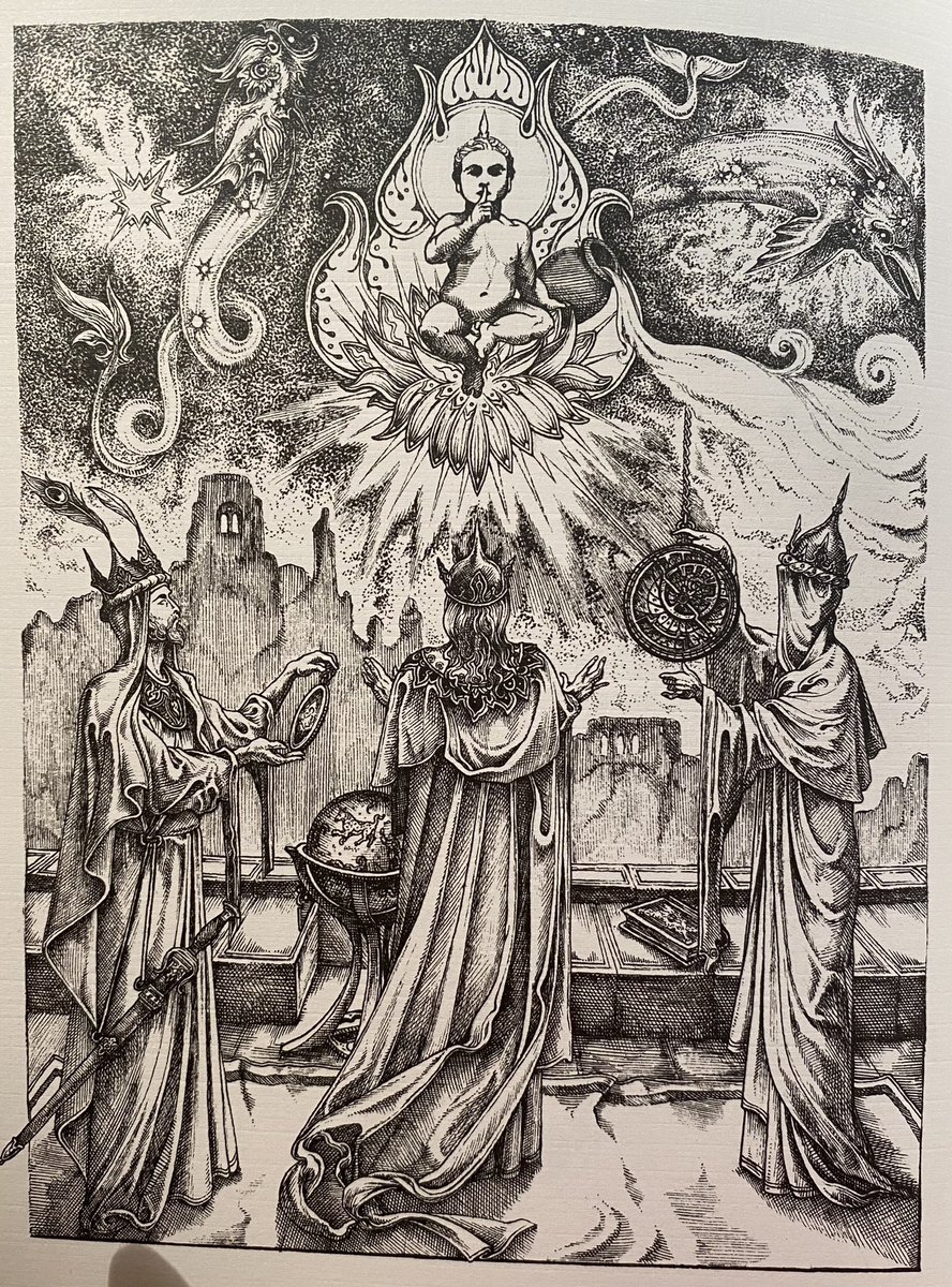 SmaragdinaVisio's tweet photo. THE CHILD AND THE MAGI

It is no accident that the birth of Christ takes place around the time of winter solstice, the shortest day, the time of greatest darkness in the solar year. This is when the saviour is born, at the moment of the rebirth of the sun, the offspring of a manifest material mother and a spiritual, unmanifest father, and sharing in both their human and divine nature. 

We can interpret this myth psychologically. The newborn Christ child is also a king; that is, this "I' is the rightful ruler of the realm that is a human being. Hence the oldest and wisest element of the psyche, symbolized by the Three Magi, come to pay it reverence, but in so doing they unintentionally endanger it by alerting King Herod to the birth. Herod symbolizes the false king, the ego; he seeks to slay the child, the dawning spiritual consciousness.

Art: Jose Gabriel Alegría Sabogal