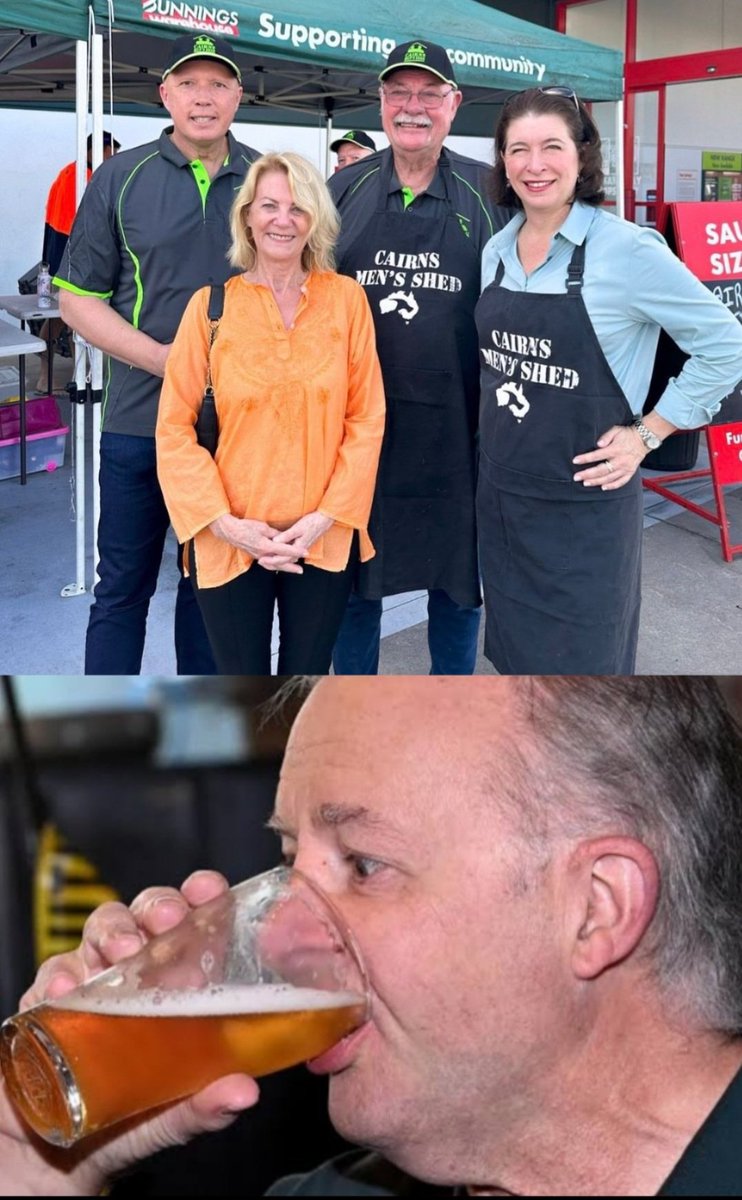 ComradeFat's tweet photo. Compare the pair. Dutton helping out in Cairns post the cyclone. Airbus Albo swilling beer like a teenager at Schoolies. #dutton4pm
#cyclonejasper #dutton #albanese #auspol #jasper https://t.co/JJ0uCsqpnG