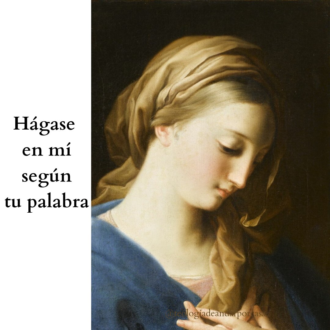 teologiadapc's tweet photo. «El Espíritu Santo vendrá sobre ti, y la fuerza del Altísimo te cubrirá con su sombra; por eso el Santo que va a nacer será llamado Hijo de Dios». [...]
María contestó: 
«He aquí la esclava del Señor; hágase en mí según tu palabra». #EvangelioDelDía #Adviento #SanLucas https://t.co/SvwcqubOHR