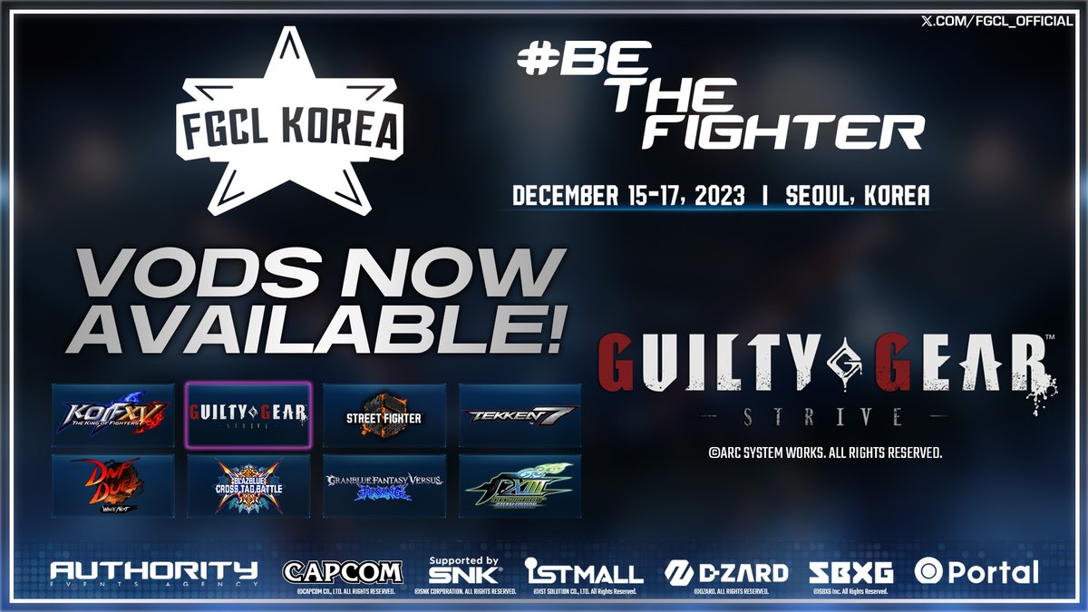 FGCL KOREA 2023 #GGST VODs are now LIVE!

Pools:
youtube.com/watch?v=IT7qr_…

Top 8:
youtube.com/watch?v=qXPzO8…

#FGCLKOREA2023 #BeTheFighter