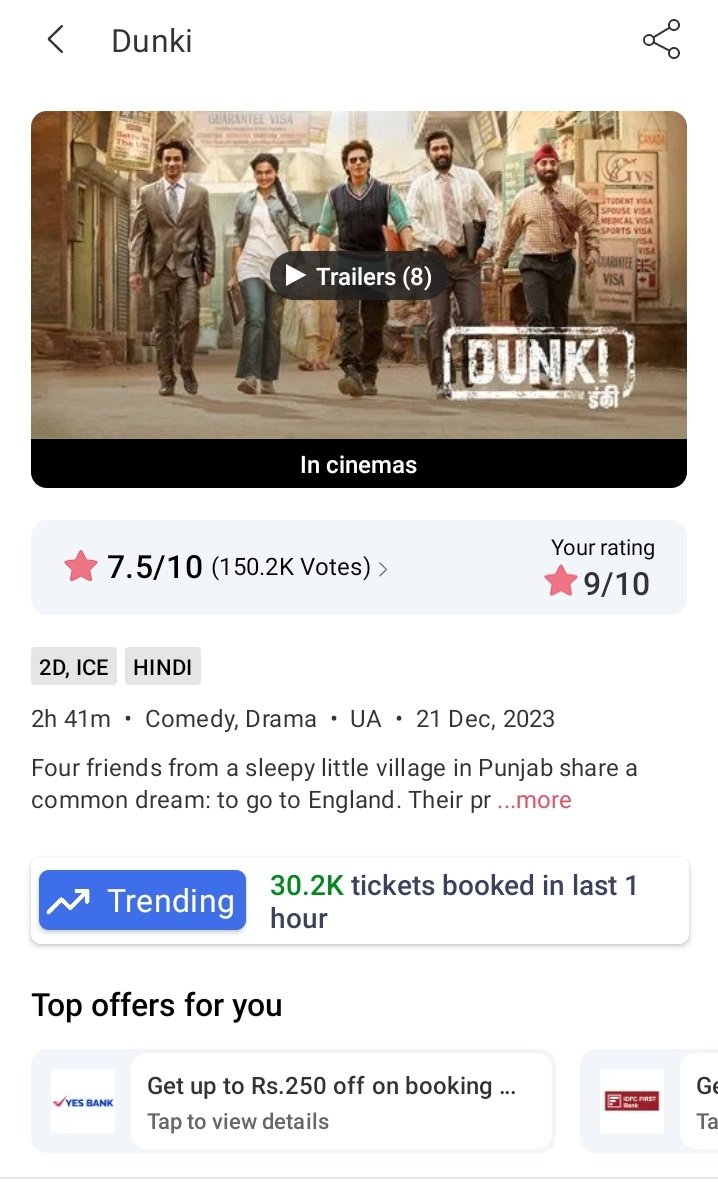 #DunkiAdvanceBooking on Beast Mode 🔥🔥

30K+ Tickets sold in last 1 hour. Highest since Day 1 !!! 🔥