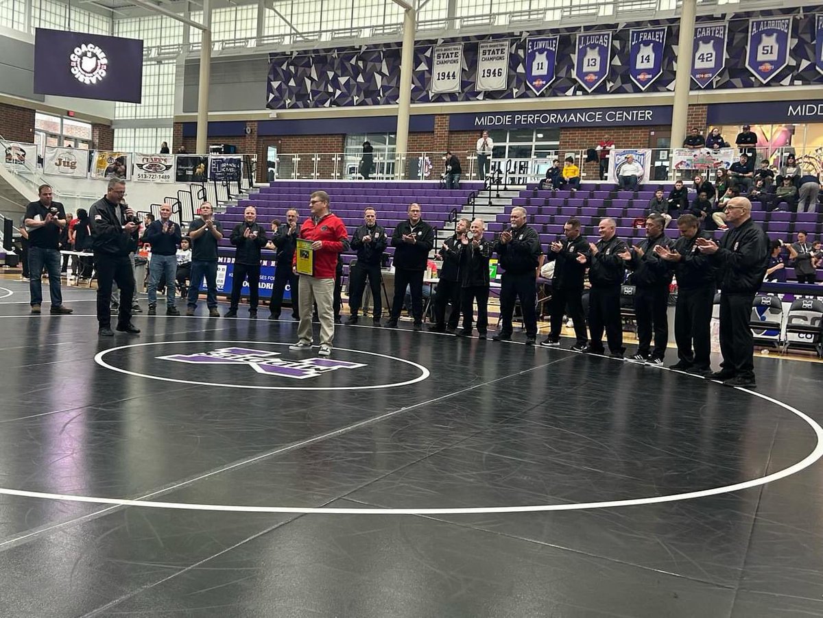 GCWOA's tweet image. Congrats to our GCWOA brother Mark Schutte on his induction to the SWOWCA Hall of Fame. No one more deserving. Over 400 duals officiated during his 42 year career. 41 sectional tournaments, 37 district tournaments and 6 OHSAA state tournaments. Thank you for everything Mark!