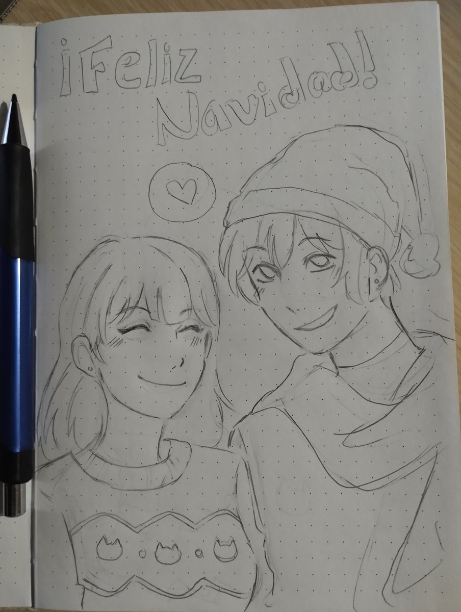 Nattmauu's tweet photo. #MeriXmas Por aquí un dibujito de la meri y el Kaito modo navideños. No tengo un setup como tal pero siempre ando viendo los vlogmas jajs https://t.co/BCJBPJJTZO
