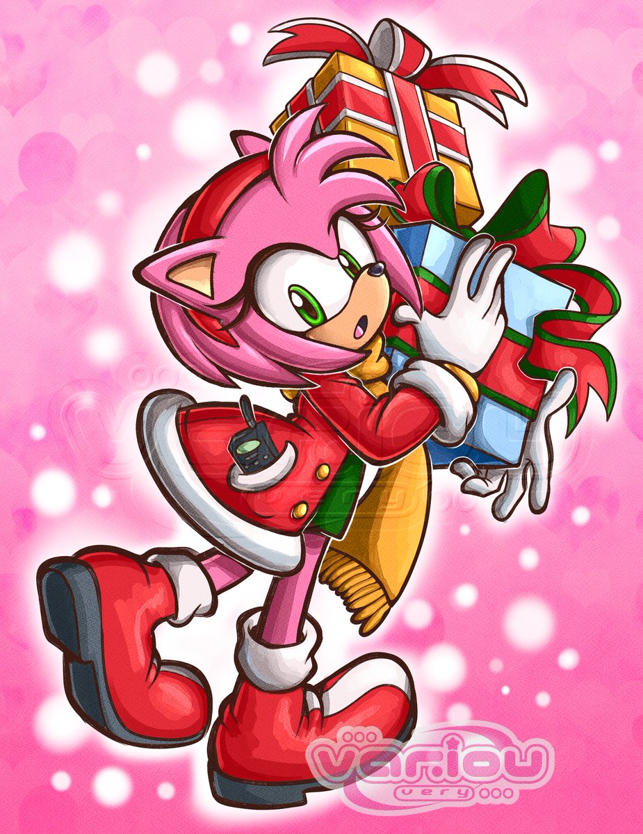 2variou2very's tweet photo. Merry crisis! I've been wanting to redraw this Amy for ages 🩷🎁 #SonicTheHedeghog https://t.co/Hc6NDiL3au