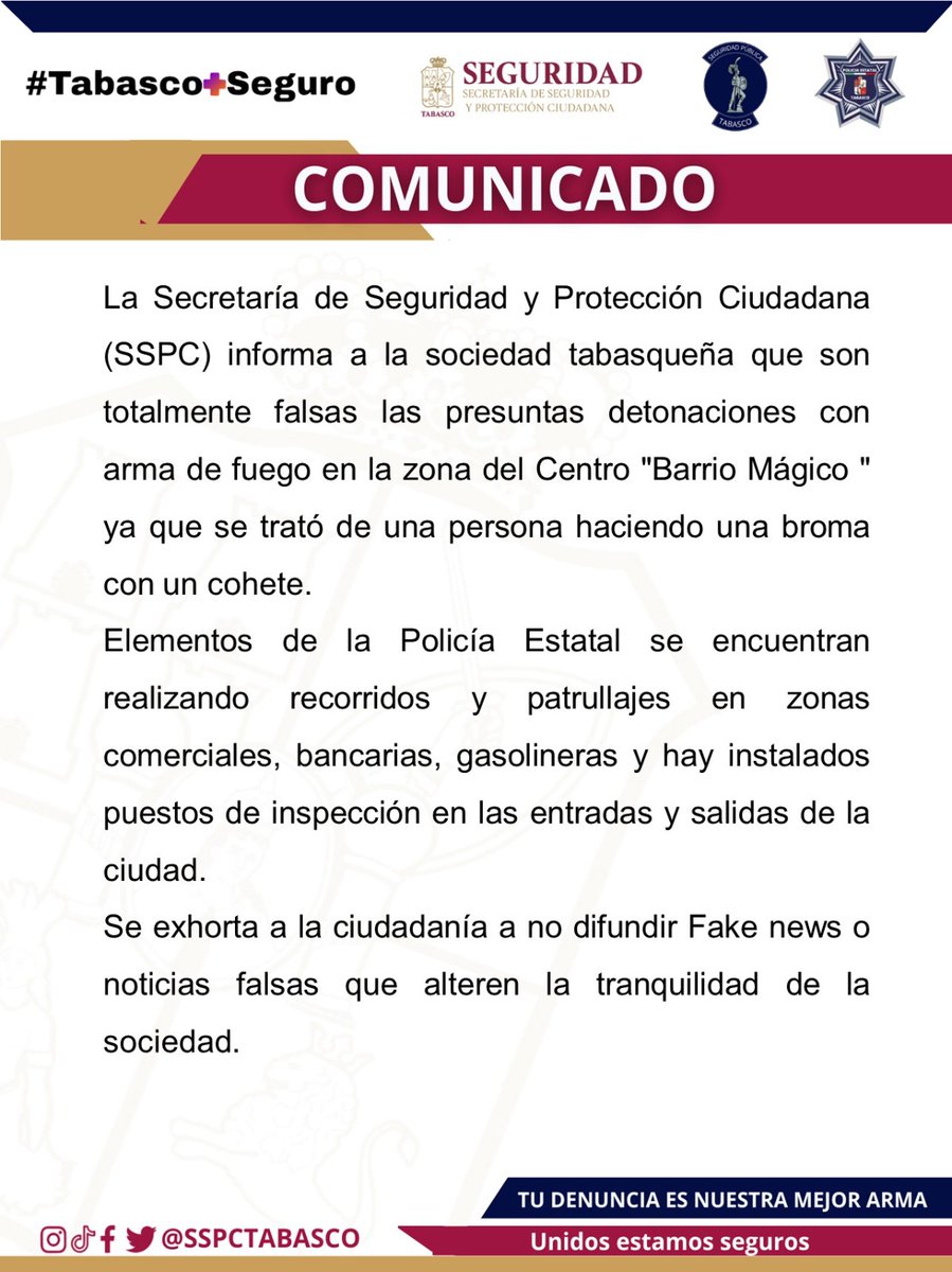SSPCTabasco's tweet photo. Se informa a la ciudadanía:
#SSPCTabasco https://t.co/Bd0vEjXuOp