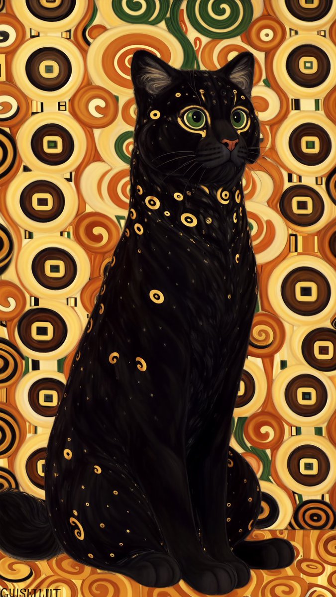 AlizsArts's tweet image. Some cute cats in Gustav Klimt style!