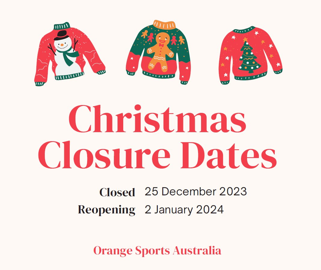 ORANGESPORTSAUS's tweet photo. Merry Christmas and Happy New Year 2024. Store will now reopoen on 2nd January 2024. #Merrychristmas #happynewyear2024 #orangesportsaustralia https://t.co/Oaq8eqUVfM