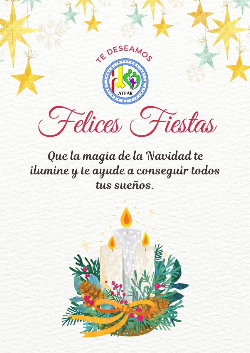 ATEARorg's tweet photo. Que el espíritu de la navidad nos colme de paz, amor y energía para seguir compartiendo y acompañándonos con empatía en los momentos buenos pero sobre todo en los momentos más difíciles.✨🙌
¡Felices Fiestas! 
¡Prospero 2024!
ATEAR Asociación Civil 
#felicesfiestas  #atear https://t.co/P2buiWZIhc
