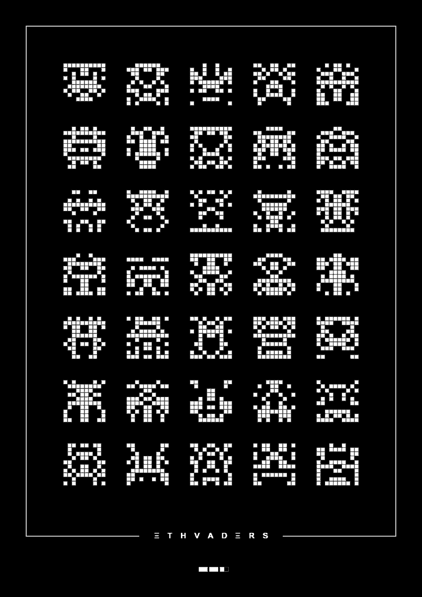 sonofablock's tweet photo. ΞTHVADΞRS 
A Retro Interactive Cyberpunk Poster inspired by the integration of Ethereum on @fx_hash_ 

#generative #retrogaming #genart #spaceinvaders #ethvaders #nftart https://t.co/8fqlfprrNL