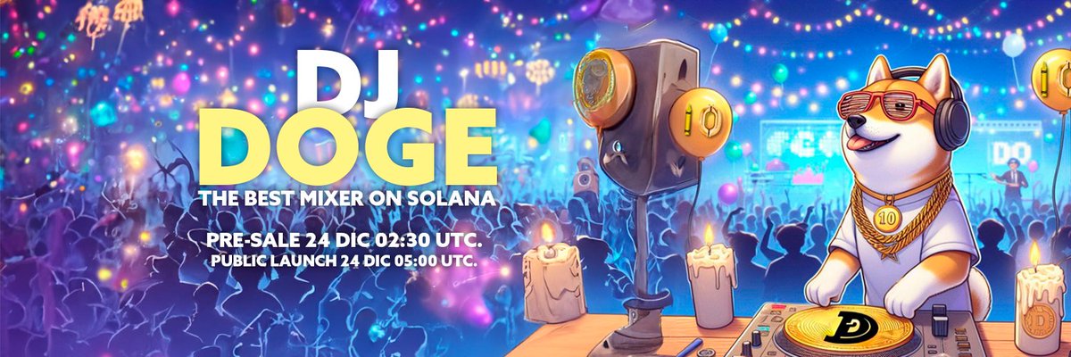 djdogesol's tweet photo. PUBLIC  PRESALE IS LIVE - $DJDOGE💰 

SEND $SOL TO: 
CnuuqMTkwkqEyFcNu38pNizTyYRMHV4cUMs7Baa963QJ

Min: 0.25 Sol 
Max: 3 Sol  

DON'T MISS $DJDOGE  easy 100x incoming

First 555 to retweet might get free airdrop   
Drop your $SOL addresses 📷 👇 https://t.co/KESIlsogt5