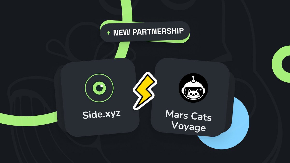 Excited to share we are now official partners with <a href="/sidexyz/">Side.xyz</a> 

We look forward to growing this relationship 😻

Check out our new content page now by following the link in our profile