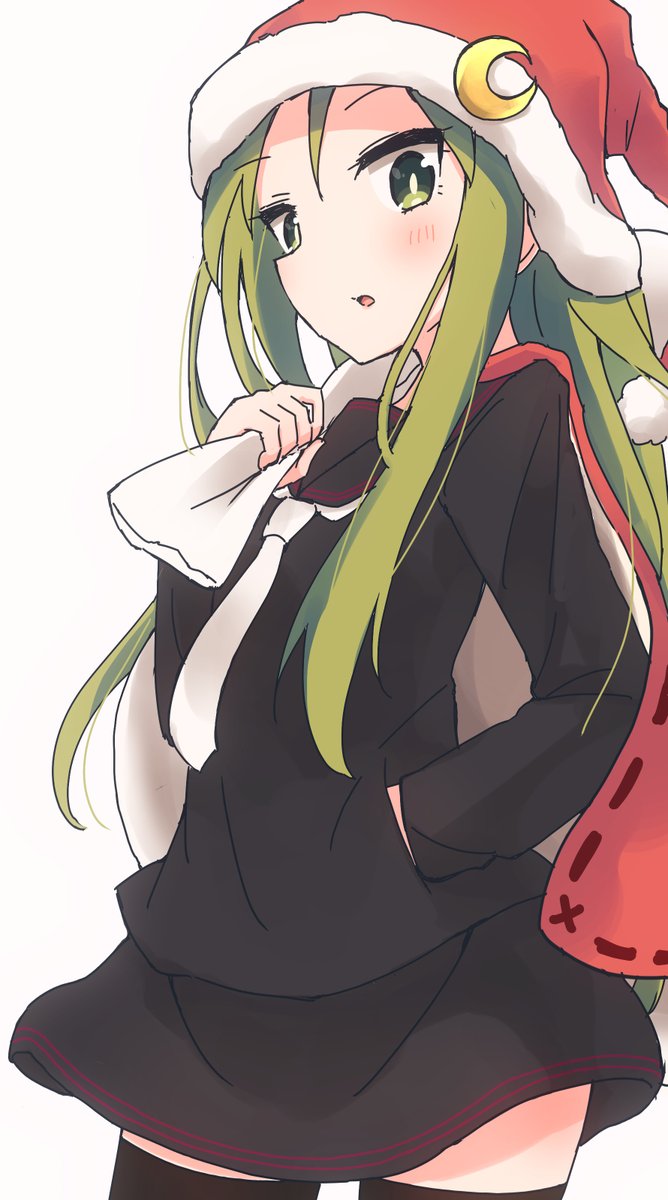 nagatsuki (kancolle) 1girl solo crescent long hair green hair hat green eyes  illustration images