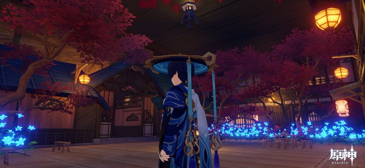 hoozuki0414's tweet photo. 放浪者好きな方なら、きっと借景ノ館も好きよね？
借景ノ館イメージで、塵歌壺作って見たいと思った事……あるよね！？でも壺の室内は木が置けない……
だったら！室外に室内作ればいいじゃない！という事で、必死で作った借景ノ館イメージの壺。今の状態ではなく、敢えて華やかにしました！
#原神 https://t.co/8LFpsj9vWr