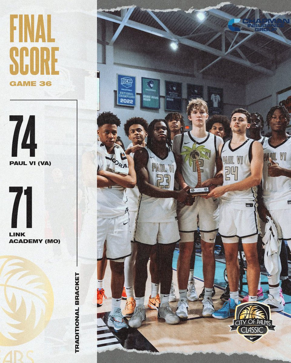 CityOfPalmsBKB's tweet photo. Paul VI finished off their City Of Palms run with a 3rd place win over Link Academy!👏🌴 @PVIHoops #COP50 #MyFortMyers https://t.co/hSD8HYC0x5