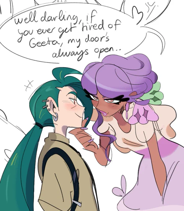 the fact that tulip straight up FLIRTED with rika at the club room,, i love this dlc 